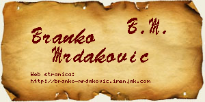 Branko Mrdaković vizit kartica